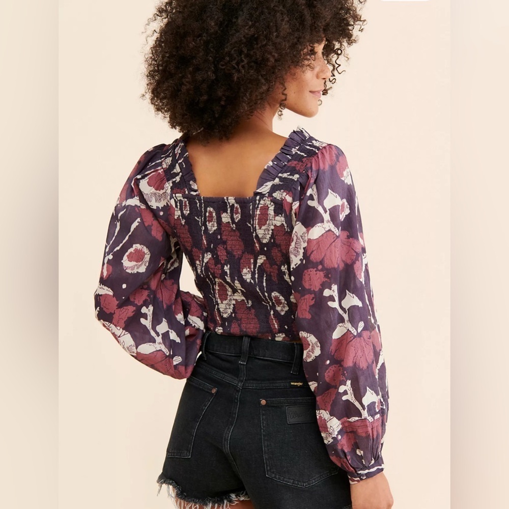 Free People Cleobella Valencia Wrap Top Purple Motif Size Medium New With Tags - Picture 3 of 11